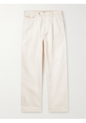 Auralee - Finx Straight-Leg Pleated Cotton-Twill Trousers - Men - Neutrals - 3