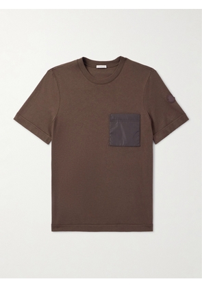 Moncler - Logo-Appliquéd Shell-Trimmed Cotton and Cashmere-Blend Jersey T-Shirt - Men - Brown - S