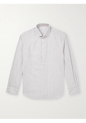 Loro Piana - Raffaele Striped Cotton and Linen-Blend Half-Placket Shirt - Men - Gray - S