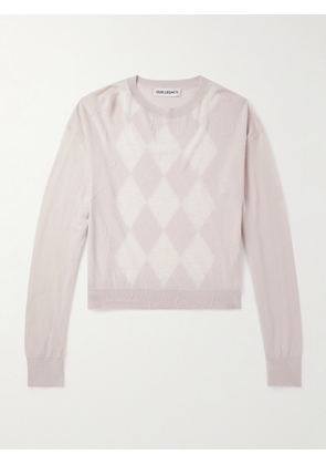 Our Legacy - Sonar Distressed Argyle-Jacquard Wool Sweater - Men - Pink - IT 44