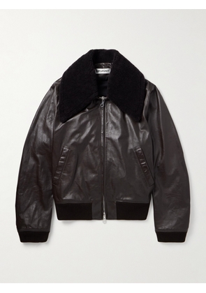 Our Legacy - Pharos Wool-Blend Trimmed Leather Bomber Jacket - Men - Brown - IT 46