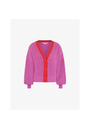 Womens Omnes Hopper Contrast-Trim Cotton Cardigan