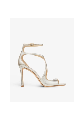 Womens Jimmy Choo Azia Strappy 95 Glitter-Effect Leather Heeled Sandals