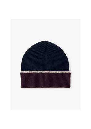Womens Reiss Filipa Contrast-Trim Wool-Blend Beanie Hat