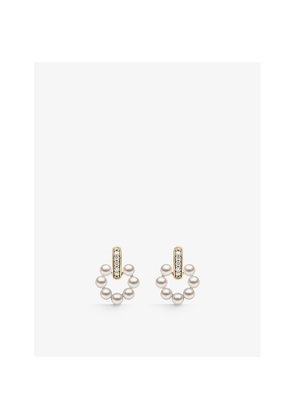 Womens Yoko London Eclipse 18ct Yellow-Gold, 0.125ct Brilliant-Cut Diamond and Akoya Pearl Drop Earrings