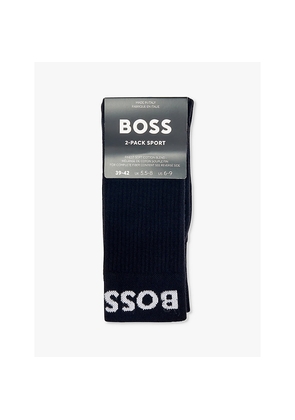 Mens Boss Branded Pack Of Two Cotton-Blend Socks