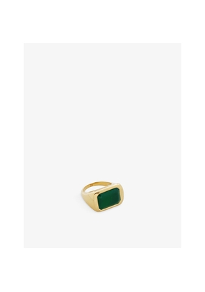 Womens Monica Vinader Power Recycled 18ct Yellow Gold-Plated Vermeil Sterling-Silver and Green Onyx Cocktail Ring
