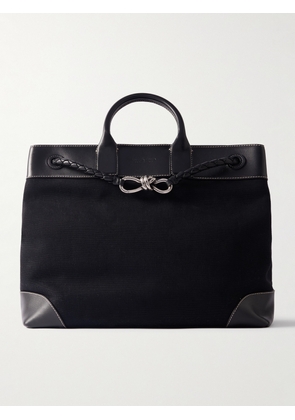 Bottega Veneta - Bristol Embellished Leather-Trimmed Canvas Tote Bag - Men - Black