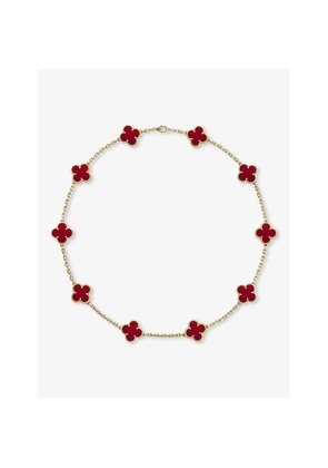 Van Cleef & Arpels Vintage Alhambra Gold and Carnelian Necklace