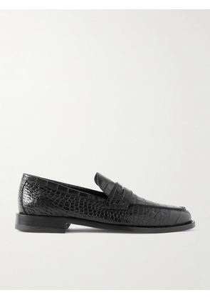 Manolo Blahnik - Perry Croc-Effect Leather Loafers - Men - Black - UK 6