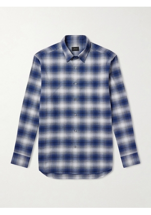 Brioni - Checked Cotton-Flannel Shirt - Men - Blue - S