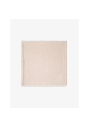 Womens Prada Symbole Jacquard-Logo Silk and Wool-Blend Shawl