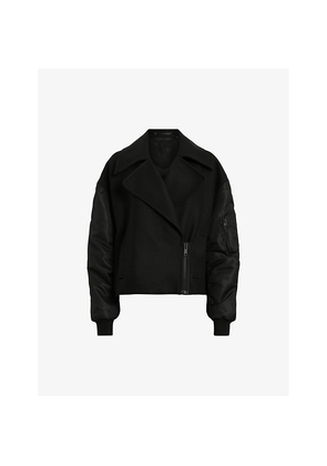 Womens Allsaints Orla Relaxed-Fit Cropped Wool and Cashmere-Blend Jacket
