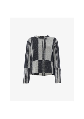 Womens Whistles Block Stripe Round-Neck Wool-Blend Jumper