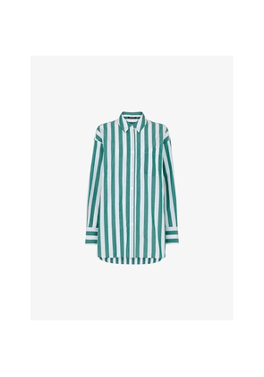 Womens Whistles Stripe-Pattern Oversized Cotton Shirt