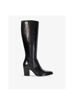 Womens Dune Silahs Block-Heel Leather Knee-High Boots