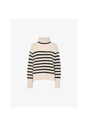 Womens Whistles Striped Roll-Neck Wool Jumper