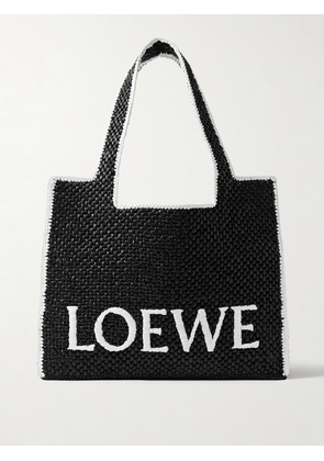 LOEWE - Paula’s Ibiza Logo-Embroidered Raffia Tote Bag - Men - Black