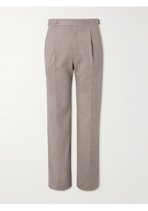 Stòffa - Wide-Leg Pleated Wool Suit Trousers - Men - Brown - IT 46