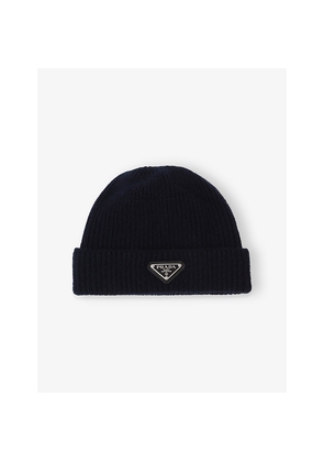 Prada Brand-Plaque Cashmere and Wool-Blend Beanie Hat
