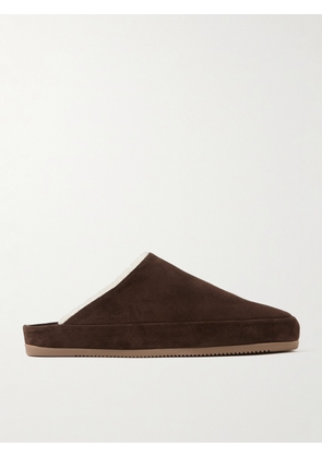 Mulo - Shearling-Lined Suede Slippers - Men - Brown - UK 6