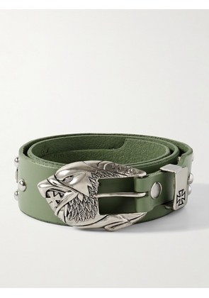 Enfants Riches Déprimés - 4.5cm Eagle Petit Iron Cross Studded Leather Belt - Men - Green - EU 80