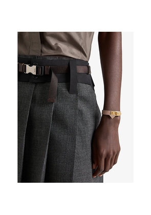 Womens Prada Logo-Charm Leather Bracelet