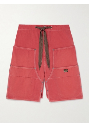 KAPITAL - Easy Straight-Leg Cotton-Twill Drawstring Shorts - Men - Red - 2