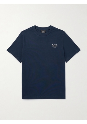 A.P.C. - Logo-Embroidered Cotton-Jersey T-Shirt - Men - Blue - XS