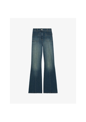 Womens Reiss Sakura Flared-Leg High-Rise Cotton-Blend Jeans