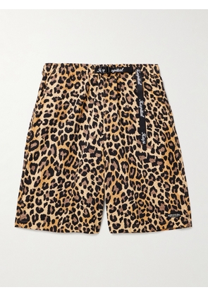 KAPITAL - Easy Wide-Leg Belted Leopard-Print Cotton-Twill Shorts - Men - Brown - 1