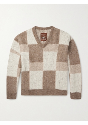Monitaly - Santa Monica Shaggy Jacquard-Knit Alpaca-Blend Sweater - Men - Brown - S