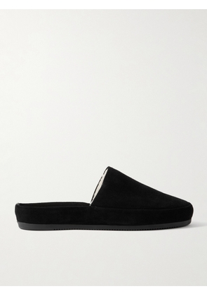 Mulo - Shearling-Lined Suede Slippers - Men - Black - UK 7