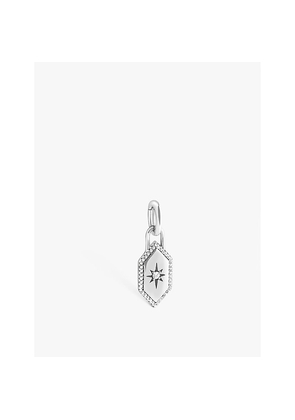 Womens Astrid & Miyu Shield Talisman Rhodium-Plated Sterling-Silver and Cubic Zirconia Charm