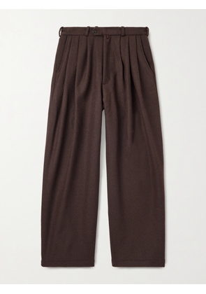 Monitaly - Wide-Leg Pleated Wool-Blend Trousers - Men - Brown - UK/US 30