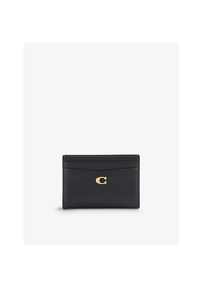Womens Coach Logo-Plaque Leather Card Holder