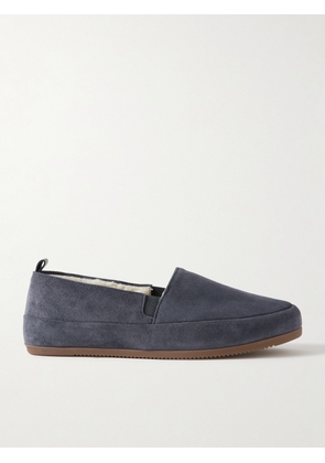 Mulo - Fleece-Lined Suede Loafers - Men - Blue - UK 7