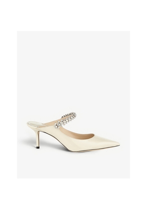 Womens Jimmy Choo Bing 65 Crystal-Embellished Patent-Leather Heeled Mules