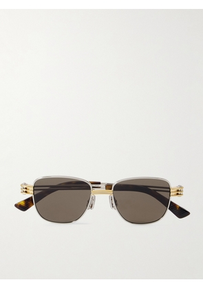 Bottega Veneta - Square-Frame Gold- and Silver-Tone Sunglasses - Men - Silver