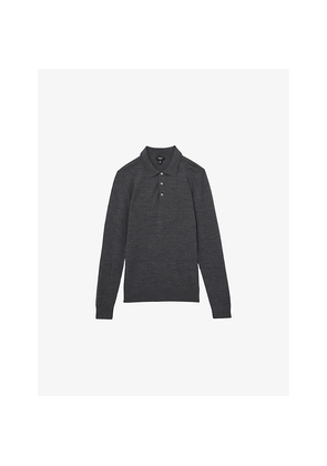 Mens Reiss Trafford Polo-Collar Slim-Fit Wool Jumper