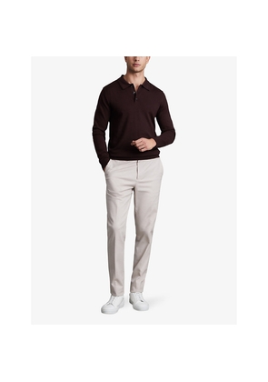 Mens Reiss Trafford Polo-Collar Slim-Fit Wool Jumper