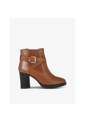 Womens KG Kurt Geiger Sage Buckle-Strap Leather Heeled Ankle Boots