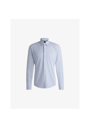 Mens Boss Printed Slim-Fit Cotton-Blend Jersey Shirt