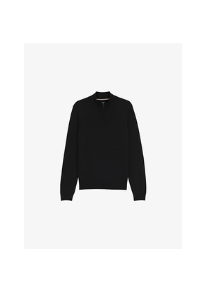 Mens Boss Zip-Neck Regular-Fit Wool-Knitted Jumper