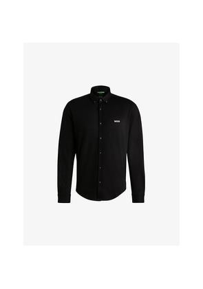 Mens Boss Anti-Wrinkle Text-Print Regular-Fit Cotton Shirt