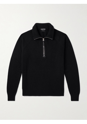 TOM FORD - Wool and Cashmere-Blend Half-Zip Rollneck Sweater - Men - Black - IT 46