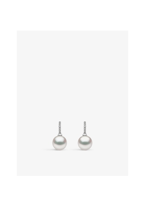 Womens Yoko London Classic 18ct White-Gold, Freshwater-Pearl and 0.04ct Diamond Earrings