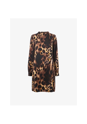 Womens Whistles Cleo Leopard-Print Woven Mini Dress