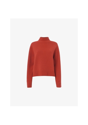 Womens Whistles Funnel-Neck Relaxed-Fit Wool Jumper