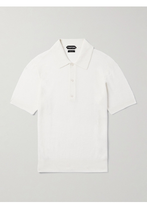 TOM FORD - Slim-Fit Waffle-Knit Wool Polo Shirt - Men - White - IT 46